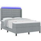 vidaXL Box Spring Krevet s Madracem i LED Svjetlom Svijetlosiva 140x200 cm Tkanina | shoptok.hr