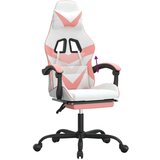  Gaming stol z oporo za noge belo in roza umetno usnje, (21378520) | Shoptok.si