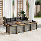 Maison Chic Seti vrtnega pohištva - Vrtna garnitura - Vrtni pohištvo set 9-delna z blazinami siv poli ratan, (21797300) | Shoptok.si