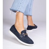 Gemre Navy blue eco-suede loafers with rhinestones Minilla | Shoptok.si
