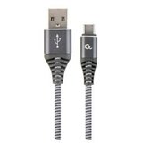  USB 2.0 kabl Premium cotton braided Type-C USB charging and data cable, 2m, spacegrey/white, GEMBIRD CC-USB2B-AMCM-2M-WB2 | Eponuda.ba