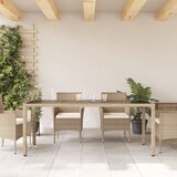  Vrtni stol sa staklenom pločom bež 190x90x75 cm poliratan | shoptok.hr