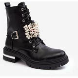 Kesi Insulated women's ankle boots decorated with black Venizi