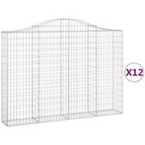  Obokane gabion košare 12kosov 200x30x140/160cm pocinkano železo, (21000135) | Shoptok.si