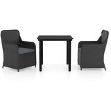  3-dijelni vrtni blagovaonski set s jastucima crni | shoptok.hr
