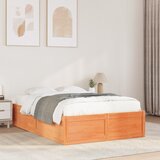 Maison Chic Posteljni okvir - Dvoposteljna postelja - Zakonska postelja brez vzmetnice voščeno rjav 120x190 cm borovina-J13202, (21773904) | Shoptok.si