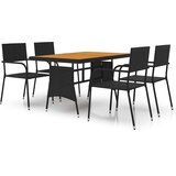  5-dijelni vanjski blagovaonski set od poliratana crni | shoptok.hr