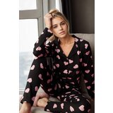 Dewberry 43103 Buttoned Women Pyjama Set-BLACK | Shoptok.si