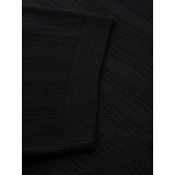 Ombre Men's openwork polo shirt with zipper at neckline - black | Shoptok.si