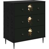  Komoda BREMEN Magnolijski uzorak 66 x 36,5 x 76 cm Crni hrast | shoptok.hr