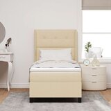 Box Postelja s pomičnim dnom in vzmetnico Krem 100x200 cm Tkanina, (22050885) | Shoptok.si