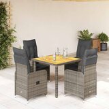  5-dijelni vrtni bistro set od poliratana s jastucima sivi Siva 90 x 90 x 75 cm | shoptok.hr