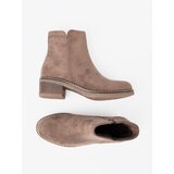 Shelvt Classic dark beige ankle boots with a stable heel | ePonuda.com