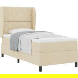 Box Spring Postelja z Blazino - Krem 100x200 cm Tkanina, (22051032) | Shoptok.si