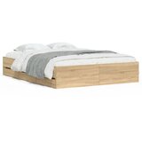 Maison Chic Posteljni okvir - Dvoposteljna postelja - Zakonska postelja s predali sonoma hrast 150x200cm inženirski les, (21694704) | Shoptok.si