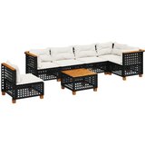 Maison Chic Seti vrtnega pohištva - Vrtna garnitura - Vrtni pohištvo set 7-delna z blazinami črn poli ratan, (21806227) | Shoptok.si