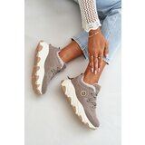 PM1 Warm Women's Sports Shoes Laced On Platform Gray Bialoa Cijene