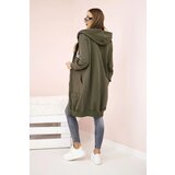 Kesi Women's longer sweatshirt with hood and zipper khaki | Shoptok.si
