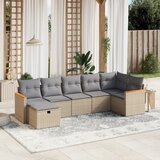  7-dijelni set vrtnih sofa s jastucima bež od poliratana | shoptok.hr