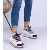 Gemre White women's sneakers with decorative lacing Grejs | Shoptok.si