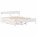 vidaXL Posteljni okvir z vzglavjem bel 135x190 cm trdna borovina, (21322591) | Shoptok.si