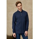 ALTINYILDIZ CLASSICS Men's Navy Blue Slim Fit Slim Fit 100% Cotton Polo Neck Combed Cotton T-Shirt Cene