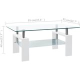  Stolić za kavu bijeli i prozirni 95x55x40 cm od kaljenog stakla | shoptok.hr