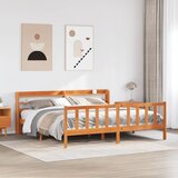 Maison Chic Posteljni okvir - Dvoposteljna postelja - Zakonska postelja z vzglavjem voščeno rjava 180x200 cm borovina, (21693728) | Shoptok.si