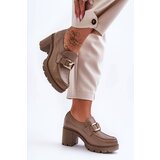 Boto Elegant Heeled Shoes With Decoration Dark Beige Harmell | Shoptok.si