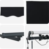 vidaXL Samodejna retraktibilna tenda z LED v črni barvi 300x250 cm, Tenda za zamenjavo tkanine za okvir 3x2,5 m črna | Shoptok.si