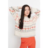 Trendyol Beige Jacquard Knitwear Sweater Cene