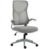  Ergonomska mrežasta uredska stolica okretna stolica s visokim naslonom sklopivi nasloni za ruke funkcija ljuljanja siva | shoptok.hr