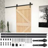  Klizna vrata Prirodna i crna 90 x 210 cm Masivna borovina | shoptok.hr