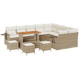 vidaXL 13-delni vrtni sofa set z blazinami Bež poli ratan akacija, 4-delni vrtni jedilni set z blazinami Bež poli ratan akacija Cene
