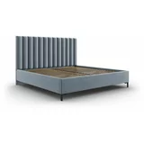 Mazzini Beds Svijetlo plavi tapecirani bračni krevet s prostorom za odlaganje s podnicom 200x200 cm Casey –
