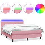 vidaXL Box spring postelja z vzmetnico roza 160x210 cm žamet, (21793220) | Shoptok.si