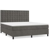  Box spring postelja z vzmetnico temno siva 180x200 cm žamet, (20789792) | Shoptok.si