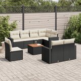  9-dijelni set vrtnih sofa s jastucima crni od poliratana | shoptok.hr