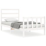 The Living Store Posteljni okvir z vzglavjem bel 90x190 cm trden les - Posteljni Okvir, (21527670) | Shoptok.si