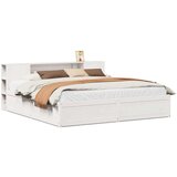 vidaXL Posteljni okvir brez vzmetnice bel 200x200 cm trdna borovina | Shoptok.si