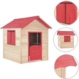 vidaXL Otroška igralna hišica iz lesa jelke rdeča