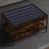 vidaXL Stolić s beskonačnim LED svjetlima boja hrasta 70x50x38 cm | shoptok.hr