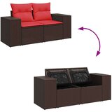  Vrtna garnitura - 8-dijelni set vrtnih sofa s jastucima smeđi od poliratana - Smeđa sa spremištem 8 | shoptok.hr