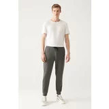 Avva Men's Gray Lace-up Waist Elastic Waist Standard Fit Regular Cut Jogger Sweatpants