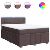 vidaXL Box spring postelja z vzmetnico temno rjav 140x190 cm blago, (21305464) | Shoptok.si