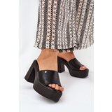 Boto Women's Eco Leather Slide Sandals With Heel And Platform Black Tamirella | Shoptok.si