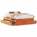 Maison Chic Posteljni okvir - Dvoposteljna postelja - Zakonska postelja brez vzmetnice s predali 140x190 cm borovina-J12360, (21769205) | Shoptok.si