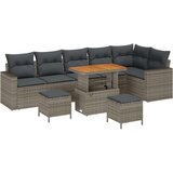 9 Komada Vrtni Sofa Set S Jastucima Siva Poli Ratan Akacija 3 Komada Vrtni Set za Ručavanje S Jastucima Siva Poli Ratan Akacija Cijene