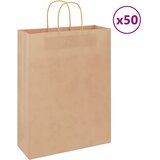vidaXL Papirnate vrečke 50 kosov z ročaji rjave barve 32x12x42 cm Cene