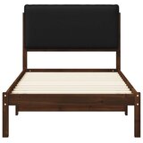  Krevetni okvir s tapiciranim uzglavljem Tamno smeđa i crna - tamno smeđa i crna 90 x 190 cm | shoptok.hr
